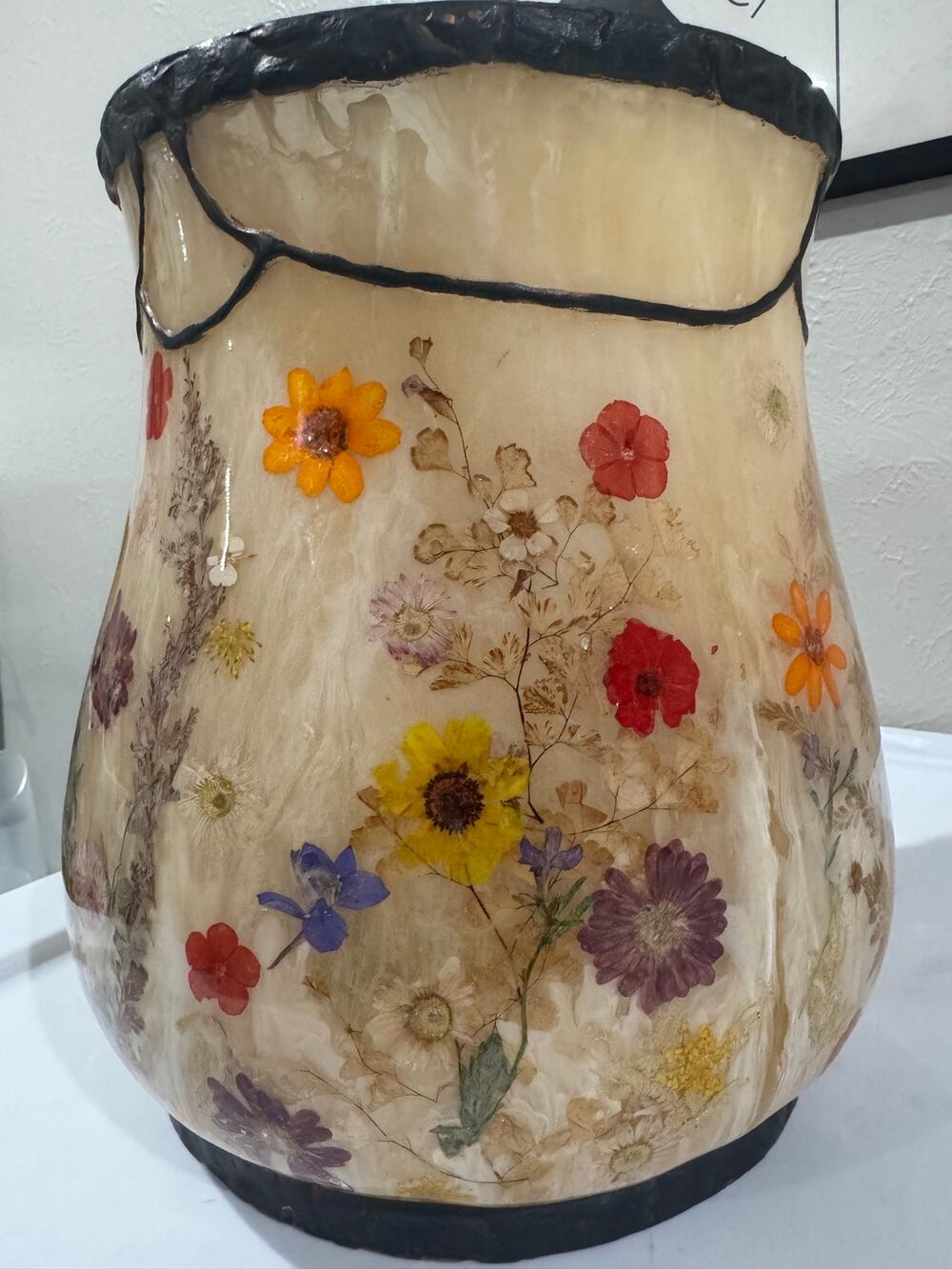India Ink Fresh Fields Pressed Flowers Wastebasket